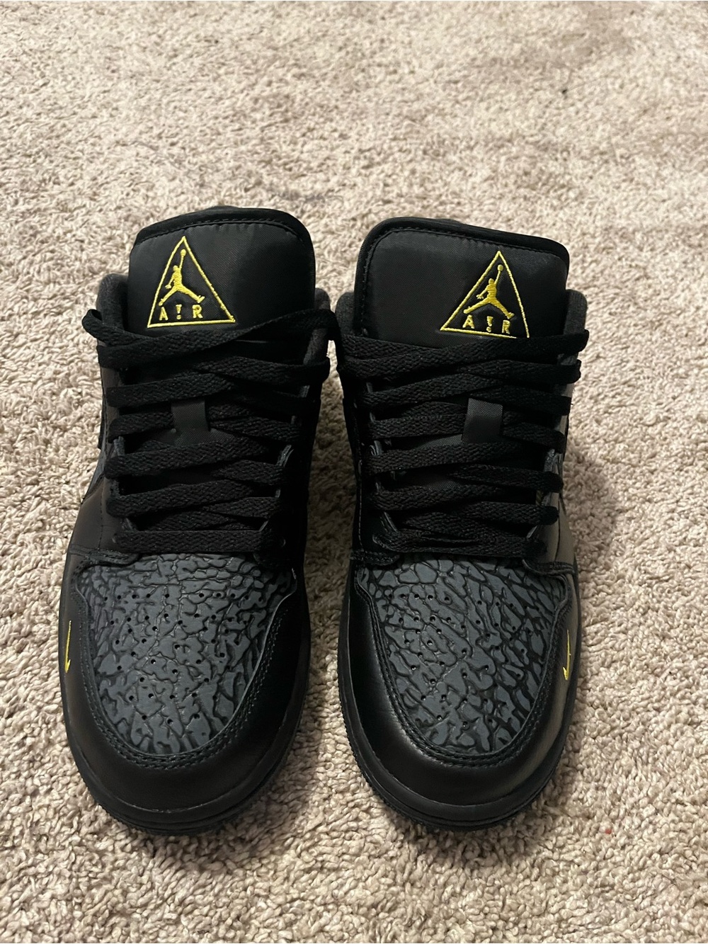 Jordan 1 Black Low-Top Sneakers with Yellow Accents - Picture 5 of 5